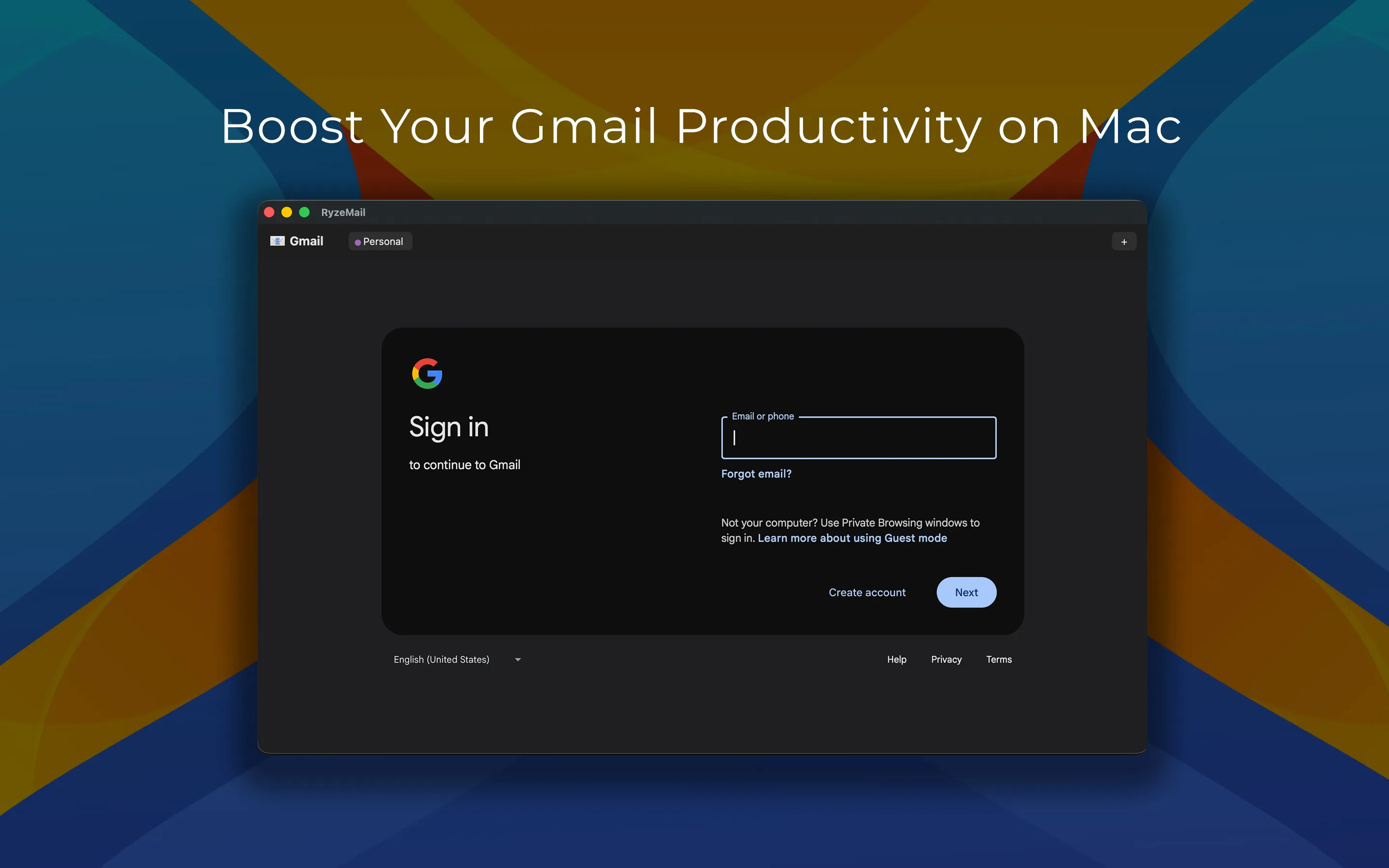 RyzeMail App Screenshot